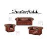 Pohovka Chesterfield Classic 3 kůže bordó